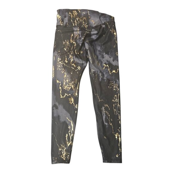 Black & Metallic Gold High-Waisted Leggings - Picture 2 of 6